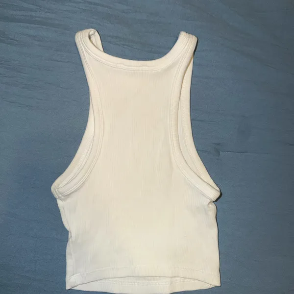 Zara Cream Ribbed Tank Top - Image 3