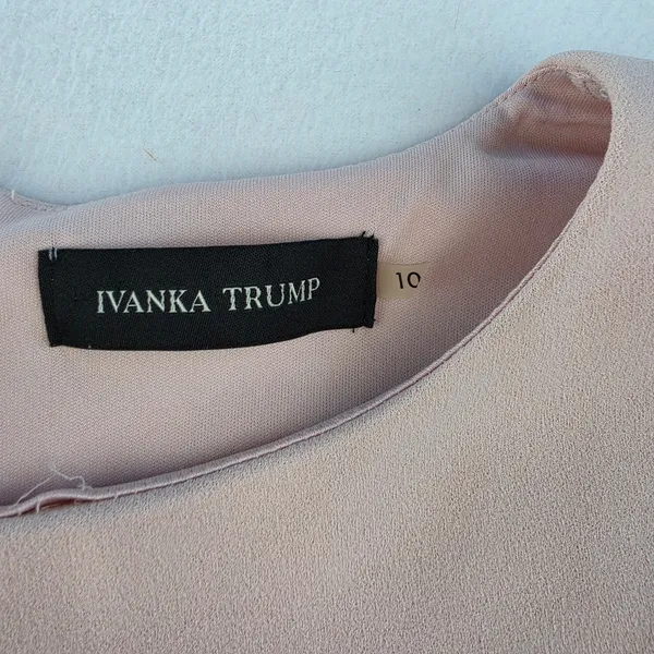 Ivanka Trump Women Blush Pink Sleeveless Fit & Flare Dress Rose Gold Buttons 10 - Image 5