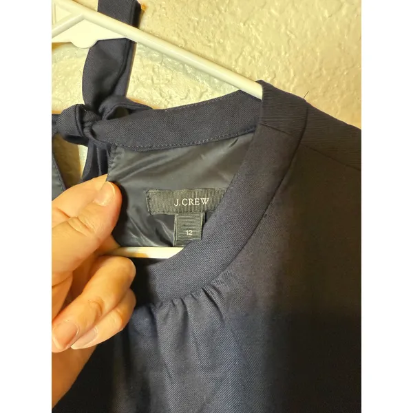 J. Crew Womens Navy Blue Sleeveless Dress Tie Back Career Casual - Image 3