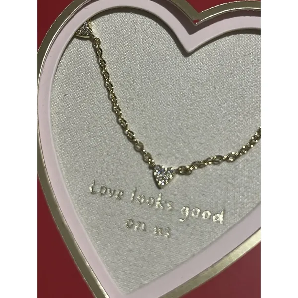A New Day CZ Heart Charm Pendant Necklace Gold Plated Cable Chain 16+3in Adj - Image 2