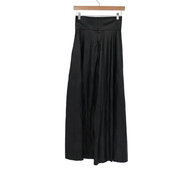 SHEIN Black Faux Leather Maxi Skirt High Waist Side Slit A-Line Size 4 - Image 6