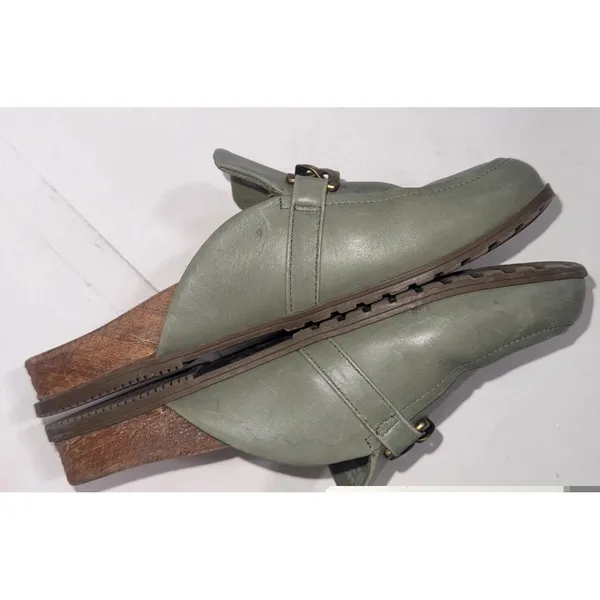 Vionic Green Leather Joyful Georgie Slip On Arch Support Mules Shoes Size 9 Read - Image 8