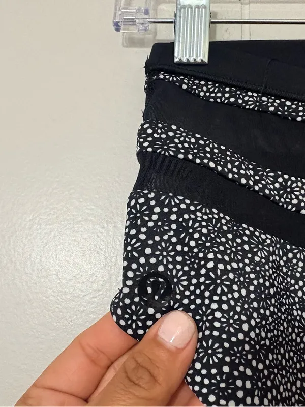 Lululemon Go With The Flow High Waist Freckle Flower Bikini Bottom Black White - Image 4