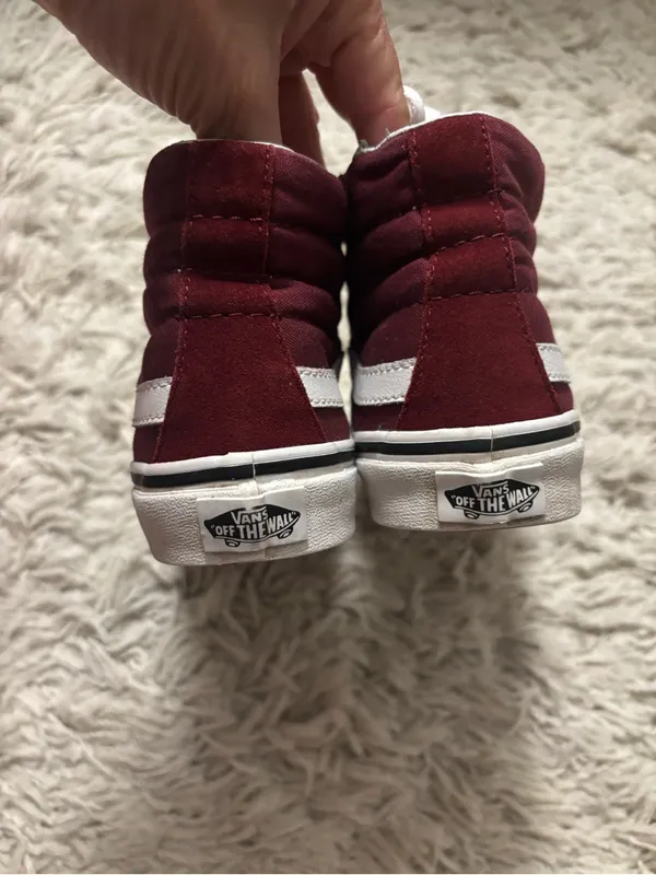 Vans High Top Sneakers Women’s Size 6, Men’s Size 4.5 Burgundy with White - Image 9
