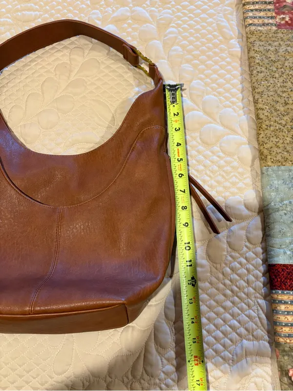 Antik Kraft Cognac Brown Vegan Leather Slouchy Hobo Bag - Image 12