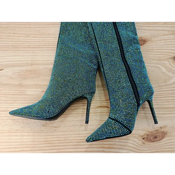 INC International Concepts Havannah2f Rhinestone Boots Blue AB Size 5.5M NEW - Image 4