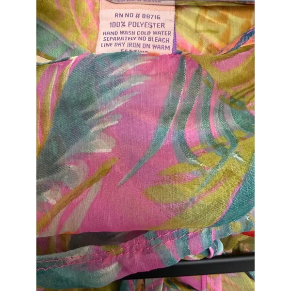 Sunflower Kaftan Swim Cover Up Womens Free Size Pink Tropical Sheer Chiffon Boho - Image 6