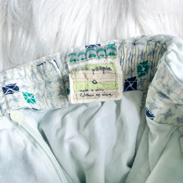 Free People Fit & Flared/Baby Doll White & Green Diamond Print Dress - Image 5