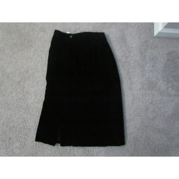 Briggs Midi Skirt Size 12 Black Vintage 90s‎ Velvet Rayon Made in USA NWT - Image 2