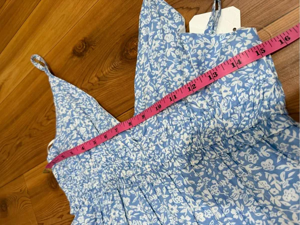 Altar'd State Aubrey Floral Mini Dress NWT Blue White Smocked Tiered XL - Image 12