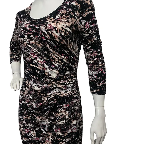Calvin Klein Dress Sz 2 Black Multicolor Paint Splatter Artsy Graphic‎ Casual - Image 3