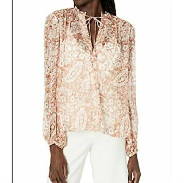 NWT Limited Edition Joie brushed clay print peasant top blouse sz Large - Image 3