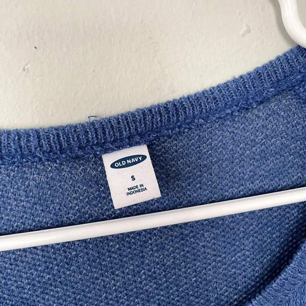 Old Navy blue‎ crew neck knit sweater top comfortable shirt casual classic - Image 3