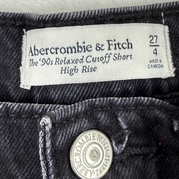 Abercrombie & Fitch 90s Relaxed Cutoff High‎ Rise Black Denim Shorts Womens 27 4 - Image 2