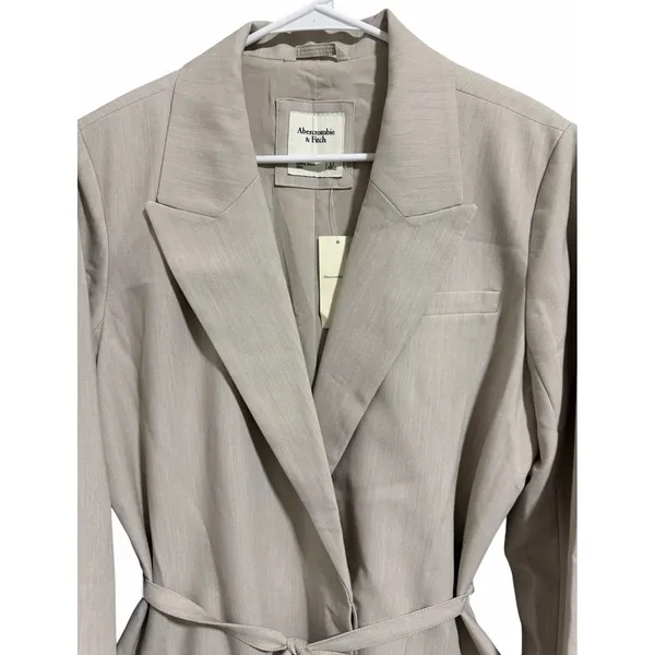 Abercrombie & Fitch Belted Blazer Tan Greige Mini Dress‎ Women's Size Large Tall - Image 3