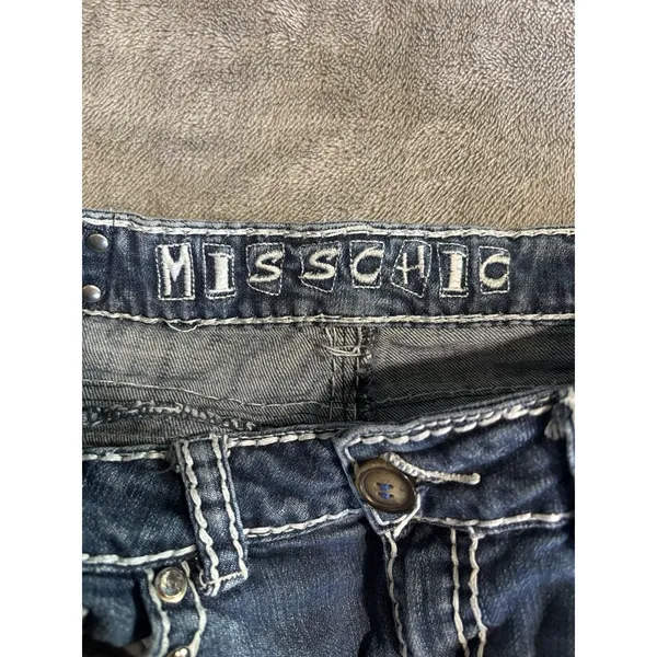 Miss Chic Size 11 Junior's Capri Jeans Rhinestones Embroidered Studded - Image 5