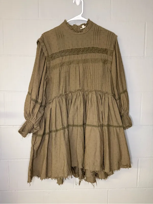 Pilcro by Anthropologie Long-Sleeve Mock-Neck Swing Mini Dress in Green Size XS - Image 4