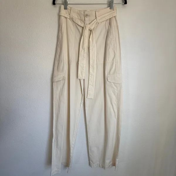 NWT Madewell Sz 23 Griff Superwide-Leg‎ Cargo Utility Pants Ivory Cream NO076 - Image 3