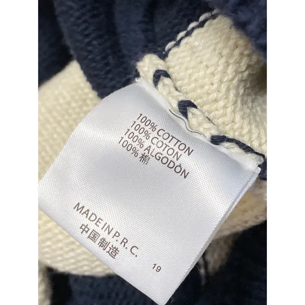 Brandy Melville Blue Cream Stripe Collared Long Sleeve Henley Sweater Top Size M - Image 4