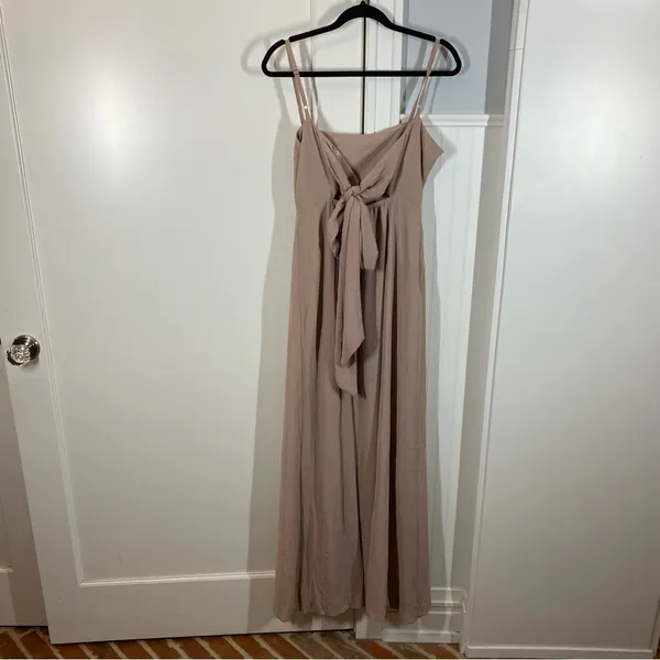 Show me your MuMu The Lauren Tie‎ Maxi Dress in beige chiffon size medium - Image 6