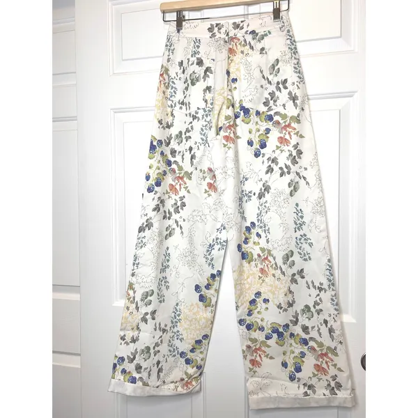 Lulus NWT Garden Cutie Ivory Floral Cotton‎ Twill High Rise Wide Leg Pants XS - Image 5