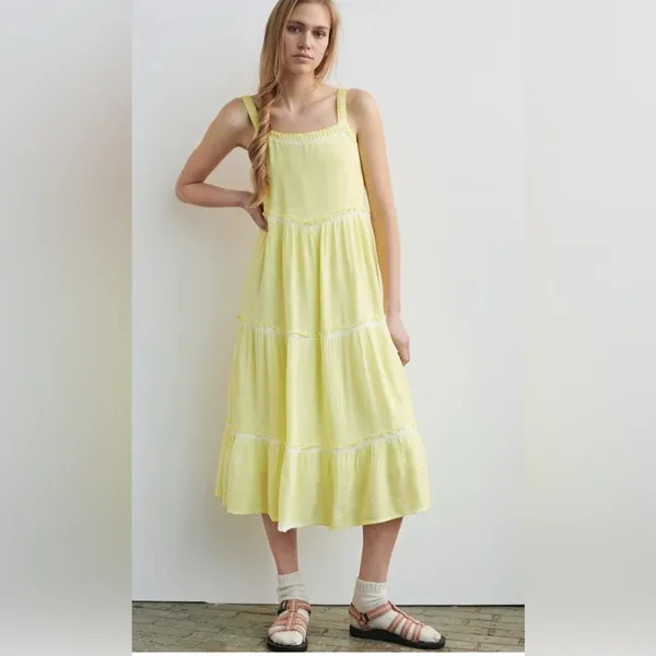 SATURDAY SUNDAY by Anthropologie Yellow Sleeveless Maxi Dress Size XL - Image 5