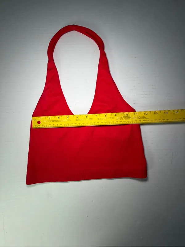 Forever 21 Red Ribbed Halter Crop Top - Image 3
