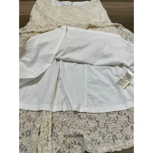 Free People Skirt Size L Cream Lace Tiered Mermaid Midi Cotton Blend - Image 7