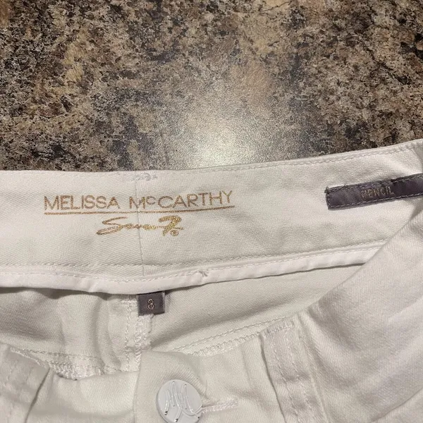Melissa‎ McCarthy Seven7 Womens Jeans Pencil Embroidered Slimming White Size 8 - Image 3