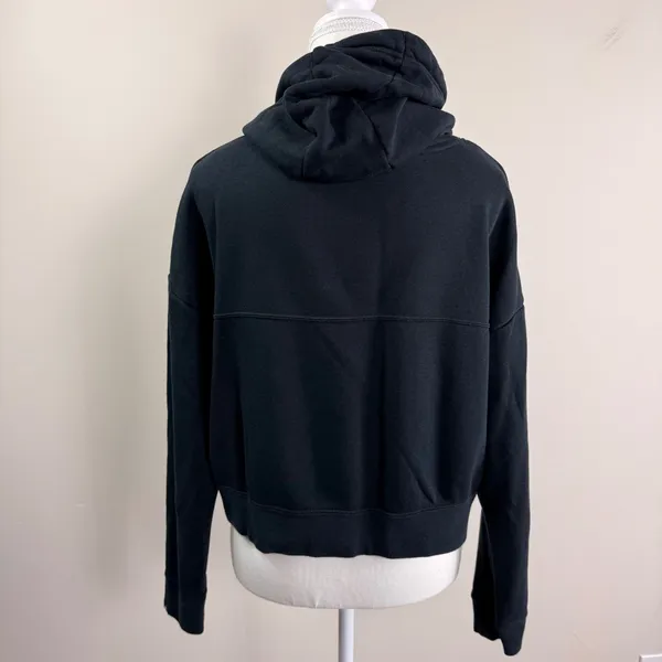 Nike Womens Black Metallic Gold Silver Logo Cropped Hoodie‎ Sweatshirt Size M - Image 4