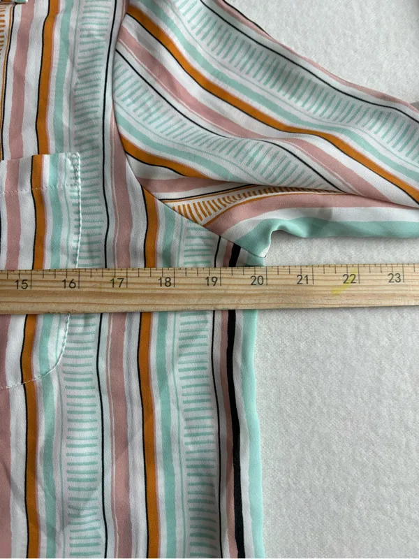 Rachel Zoe Striped Tie-Front Blouse in Mint, Peach & Cream - Image 8