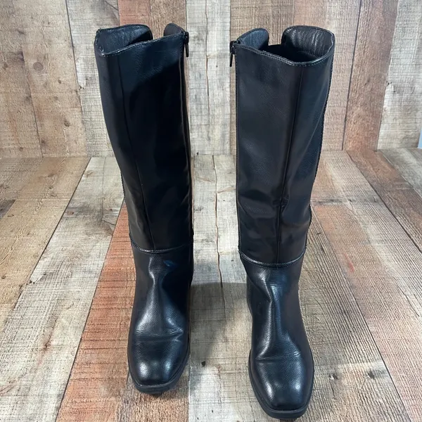 Frye & Co Lillian Black Knee High Riding Boots 7.5 Wide Calf Vegan - Image 8