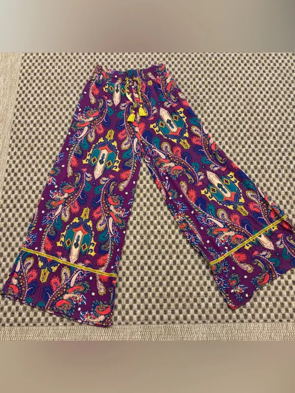 Anthropologie Intimates Pullon Pants Wide Leg Paisley Print Gypsey Hippie XXS/XS - Image 2