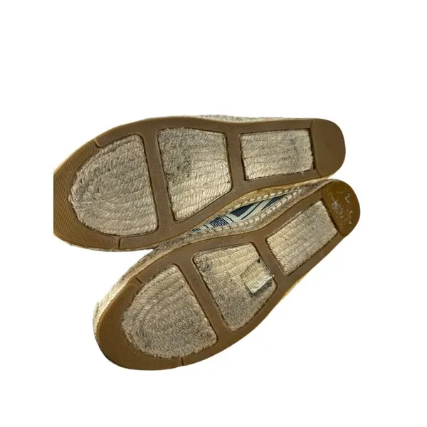 Tory Burch Beige‎ Blue Striped Fabric Espadrille Flat Slip-On Shoes 9.5 Designer - Image 5