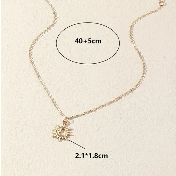 🌙Adorable Sleeping Half Moon Mystical Gypsy Bohemian Sun Charm gold necklace🌞 - Image 5