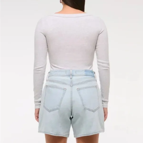 Abercrombie & Fitch High Rise Curve Love The Loose Short Denim Jean Shorts - Image 2