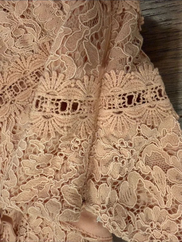 NSR Blush Pink Floral Lace Midi Maxi Dress Size Medium Spaghetti Strap - C61-121 - Image 10