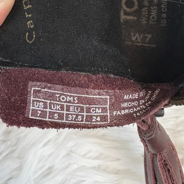 TOMS Leila Leather Ankle Bootie Oxblood Dark Red Zip Closure Size 7 - Image 7
