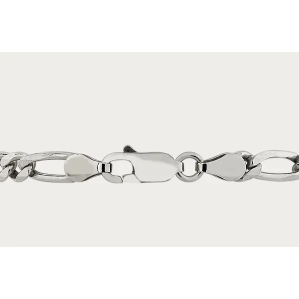 NEW Unisex Rhodium Plated 925 Sterling Silver‎ Figaro Chain Bracelet, 8” - Image 9