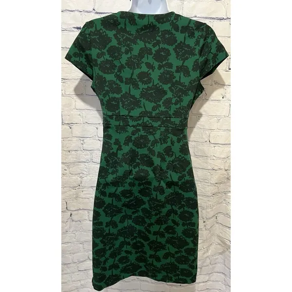 Boden Womens Green Floral Scoop Neck Short Sleeve Pull over Sheath Dress Size 4 - Image 4