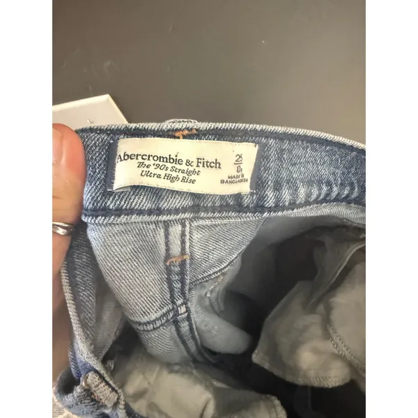 Abercrombie &‎ Fitch The 90s Straight Ultra High Rise Jeans Medium Wash 25 0R - Image 10