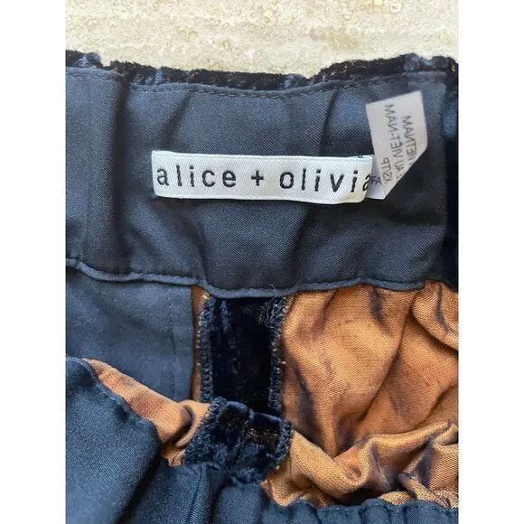 Alice‎ + Olivia Black brown Velvet Joggers Lounge Pants Elastic Waist Cuffs XS - Image 2