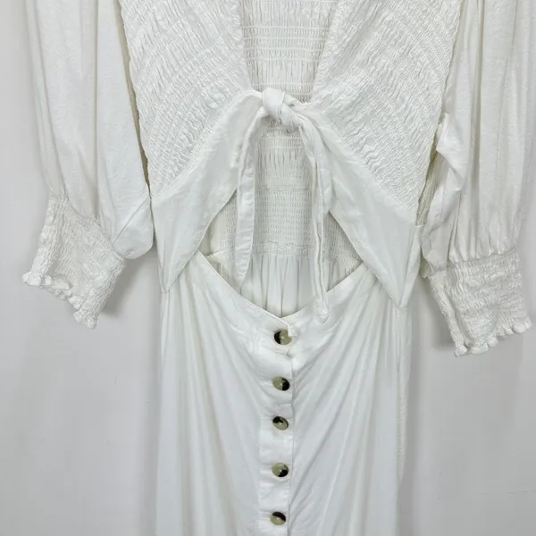 Free People String Of Hearts Maxi Dress Dress Linen Blend Ivory White Small - Image 11