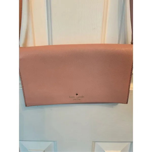 Kate Spade Pink Clutch Crossbody New Canvas Gold Plated - Image 3