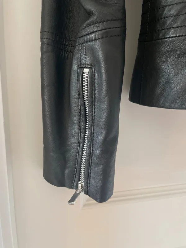 Mango Genuine Leather Biker Jacket Xs/S - Image 5