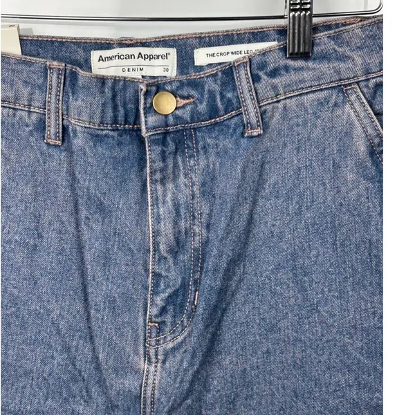 American Apparel Women Crop Wide Leg Jeans 30 Pink Tint Wash Y2K 90s‎ - Image 11