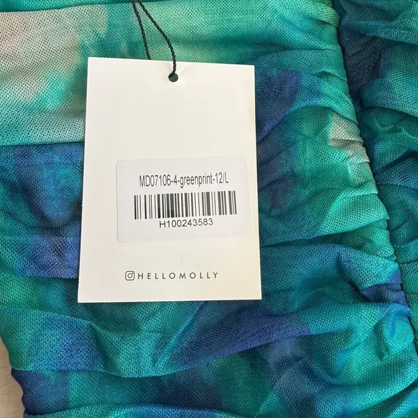 Hello Molly Euphoria One Shoulder Mesh Midi Dress Green Size 8 NWT - Image 7