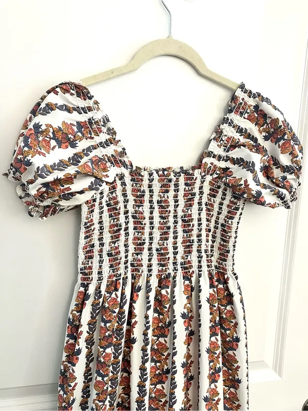OPT Daphne Smocked Dress Small White - Image 6