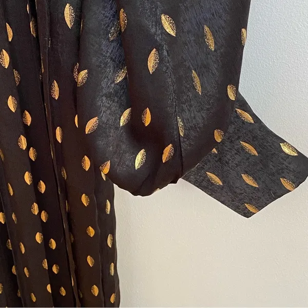 Little‎ Mistress Black & Gold Foil Leaf Pleated Maxi Dress UK 8 US 4 NWT - Image 4