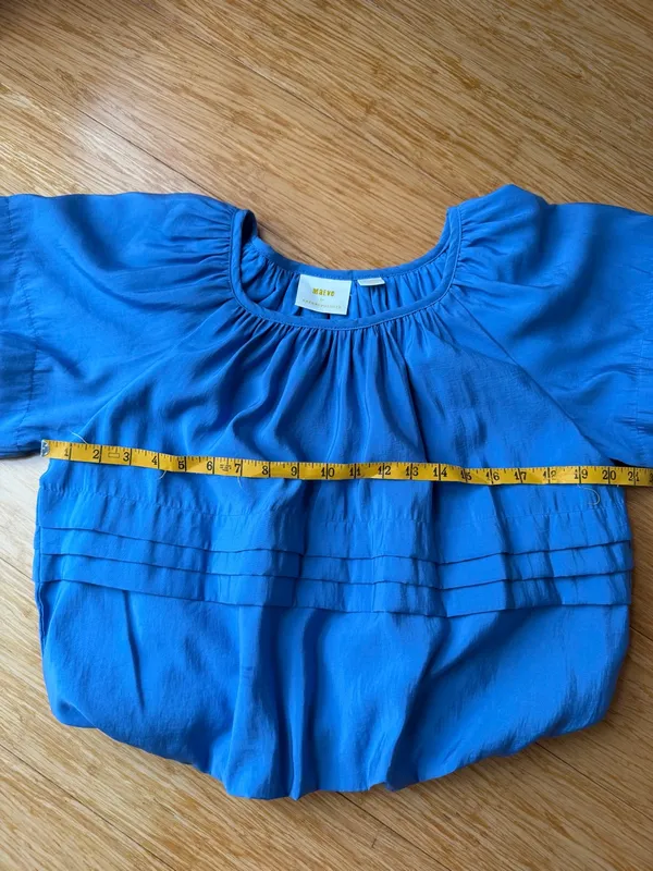 Anthropologie Maeve Blue Bubble Tiered Puff Sleeve Top XS - Image 9
